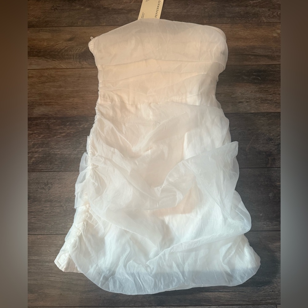 Peppermayo True Lovers Elegant White Strapless Dress- size 4 new